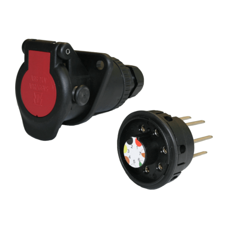 Socle Prise 7 Pôles 24V Iso 7638-1 Abs - Ebs - Adr Camion - Remorque