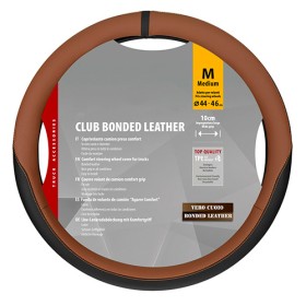 Couvre-Volant Camion En Véritable Cuir Et Skeentex Marron