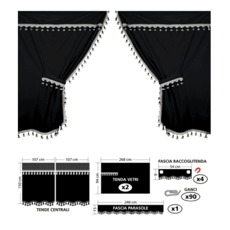 CURTAINS SET BLACK FOR CABIN TRUCKS