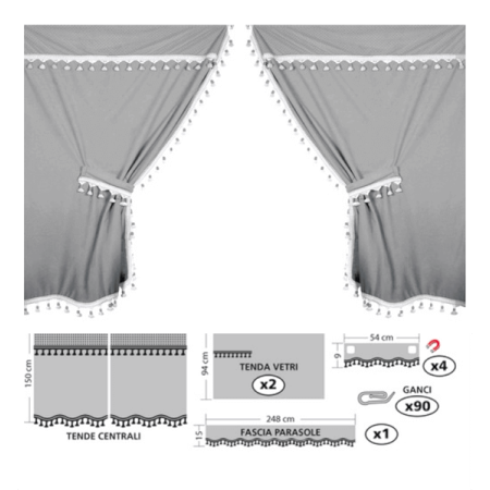 JEU DE RIDEAUX POUR CAMIONS GRIS