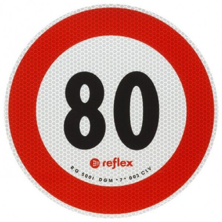 ADHESIVO DE SEÑAL DE LIMITE DE VELOCIDAD 80 KM/H HOMOLOGADO