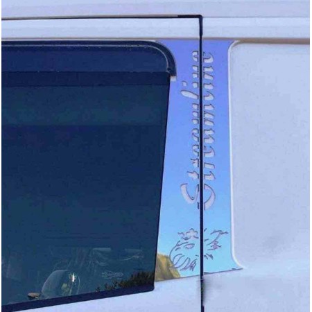 PORTE PANNEAUX COUVERTURES PILIER ACIER INOXYDABLE AVEC ÉCRIT "STREAMLINE" SCANIA R