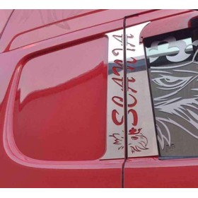 STAINLESS STEEL DOOR PILLAR COVERS WITH WRITTEN "SCANIA" SCANIA R