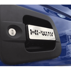 Inserto maniglia in acciaio inox adesivo con scritta Hi - Way