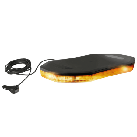 BARRE CLIGNOTANTE ORANGE AVEC 64 LED - BASE MAGNÉTIQUE 10/30V