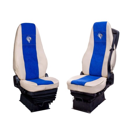 FUNDAS DE ASIENTO PARA VOLVO FH4 AZUL - CREMA
