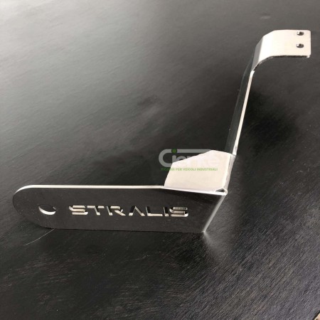 SOPORTE DE ANTENA CB CON ESCRITURA STRALIS DE ACERO INOXIDABLE IVECO HI-WAY