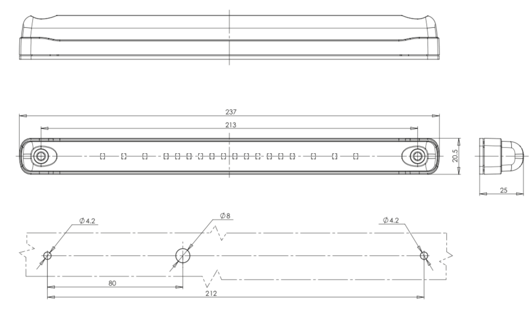 Striscia Lampeggiante A Led Arancio 12/24 V